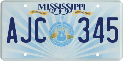 MS license plate AJC345