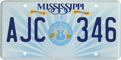 MS license plate AJC346