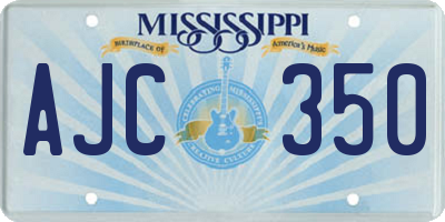 MS license plate AJC350