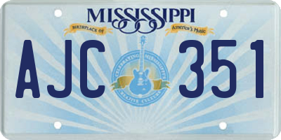 MS license plate AJC351