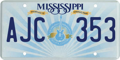 MS license plate AJC353