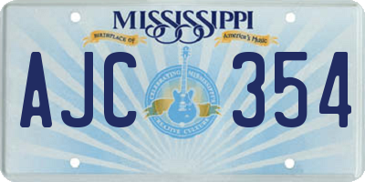 MS license plate AJC354