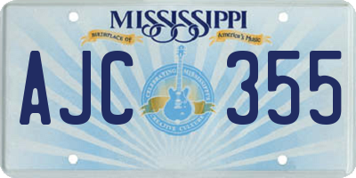 MS license plate AJC355