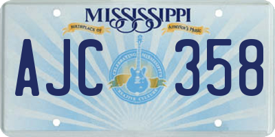 MS license plate AJC358