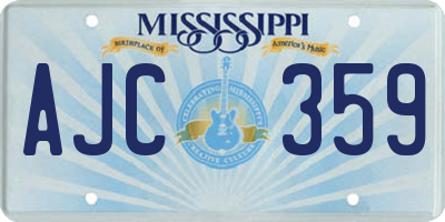 MS license plate AJC359