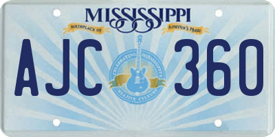 MS license plate AJC360