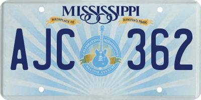 MS license plate AJC362