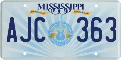 MS license plate AJC363