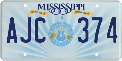 MS license plate AJC374