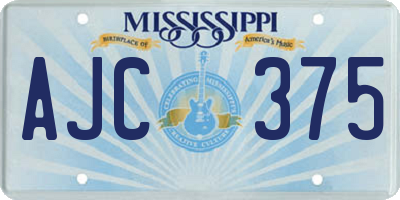 MS license plate AJC375