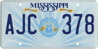 MS license plate AJC378