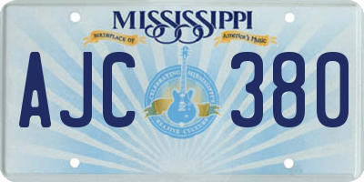 MS license plate AJC380