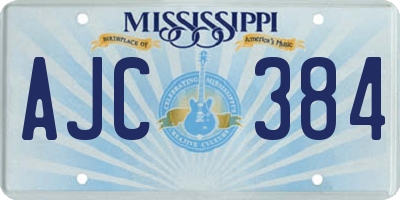 MS license plate AJC384