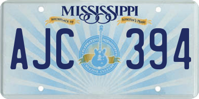 MS license plate AJC394