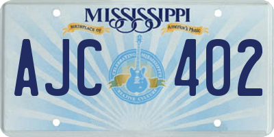 MS license plate AJC402
