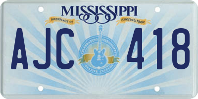 MS license plate AJC418