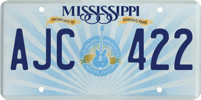 MS license plate AJC422
