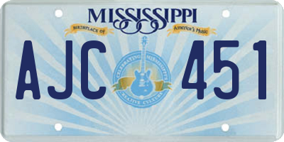 MS license plate AJC451