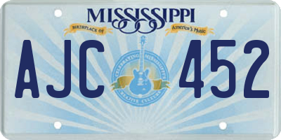 MS license plate AJC452