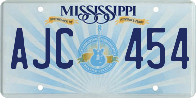 MS license plate AJC454