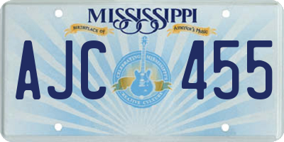 MS license plate AJC455