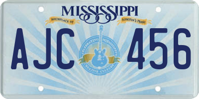 MS license plate AJC456