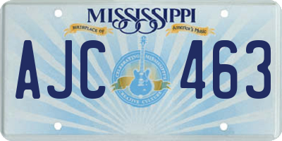 MS license plate AJC463