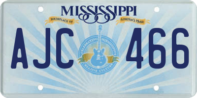 MS license plate AJC466