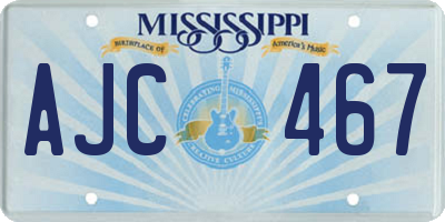 MS license plate AJC467