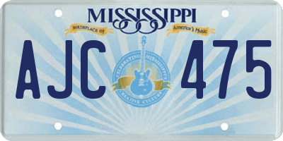 MS license plate AJC475