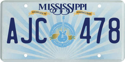 MS license plate AJC478