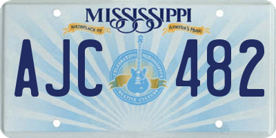 MS license plate AJC482