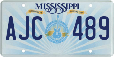 MS license plate AJC489