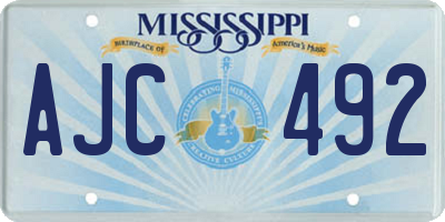 MS license plate AJC492