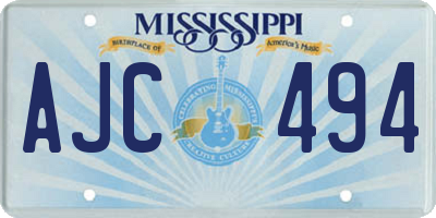 MS license plate AJC494