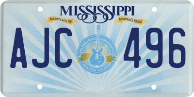 MS license plate AJC496