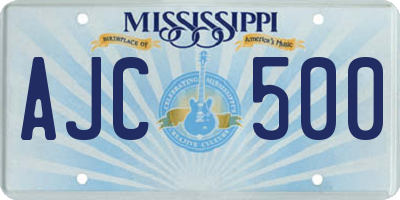 MS license plate AJC500