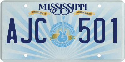 MS license plate AJC501