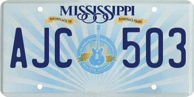 MS license plate AJC503