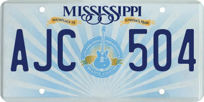 MS license plate AJC504