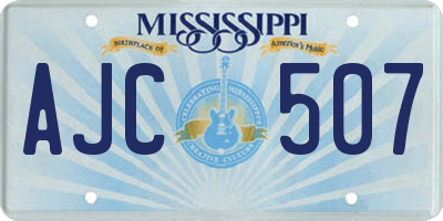 MS license plate AJC507