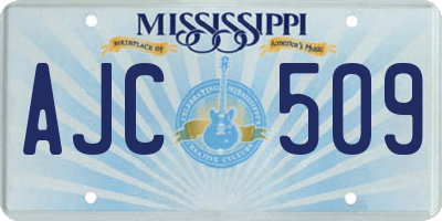 MS license plate AJC509