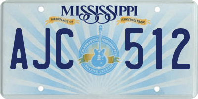 MS license plate AJC512