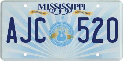 MS license plate AJC520