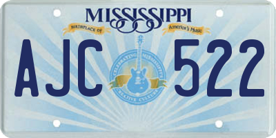 MS license plate AJC522