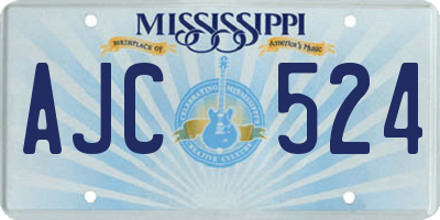MS license plate AJC524