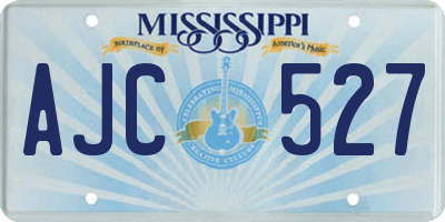 MS license plate AJC527