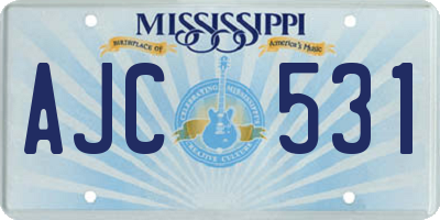 MS license plate AJC531