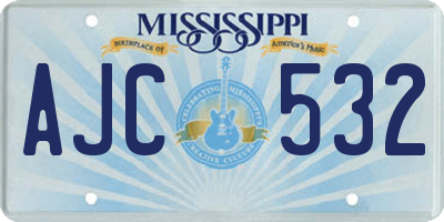 MS license plate AJC532
