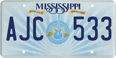 MS license plate AJC533